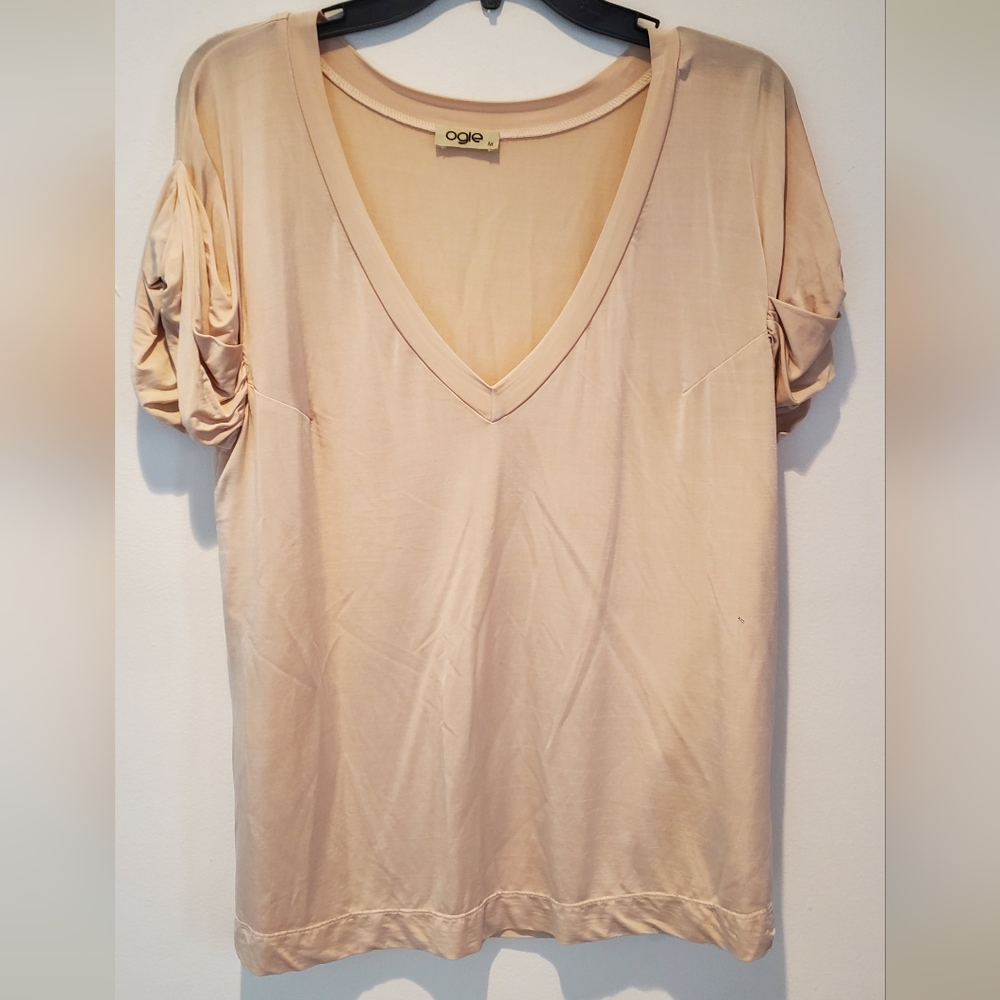 OGLE - TSHIRT - V-NECK - SILK/JERSEY -SIZE M